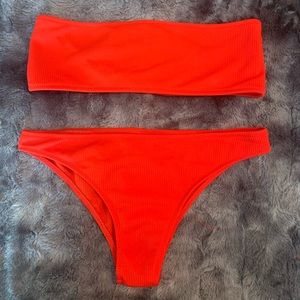 Red zaful tube top bikini